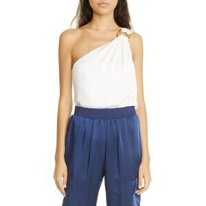 Ramy Brook 'Adda' White One-Shoulder Blouse Top Size S